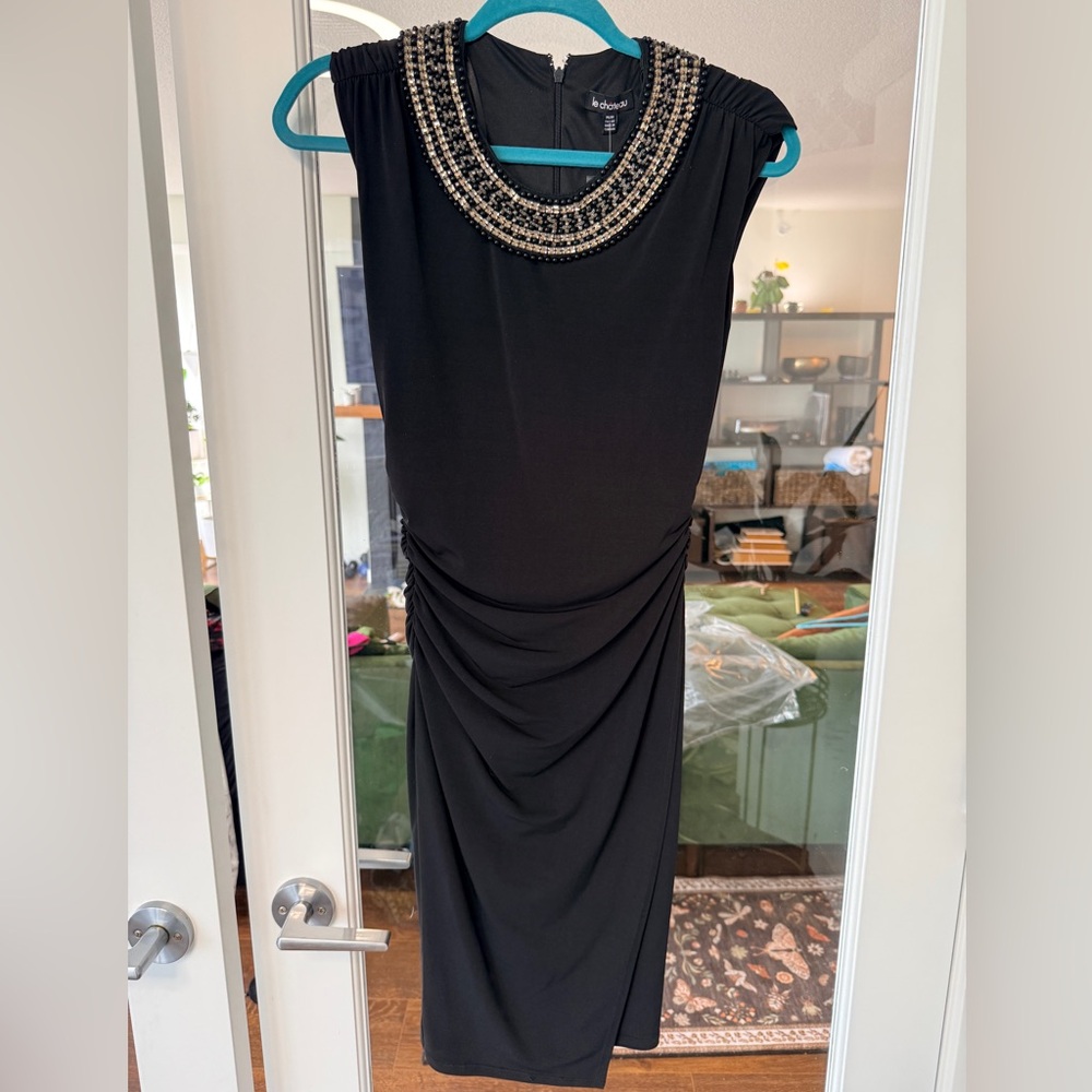 NWT - Black Dress with Beaded Neckline, 8 free bracelets with it